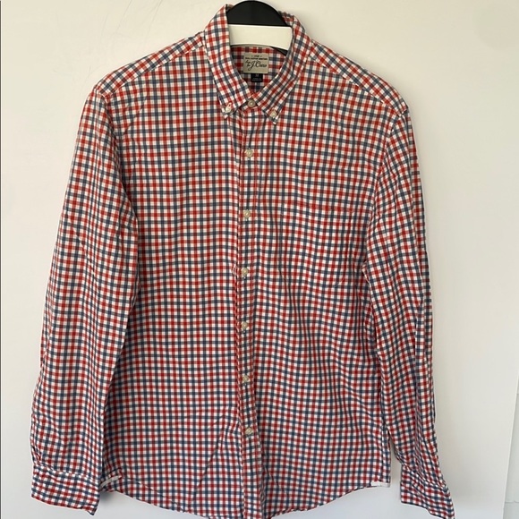 J. Crew Red and Blue Gingham Casual Button Down Shirt Medium 2 Ply 100% Cotton - Picture 6 of 15